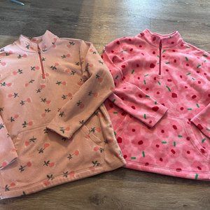 Hanna Andersson sz 140 (10) Half Zip Sweatshirts Lot of 2 Flowers Cherry Girls K